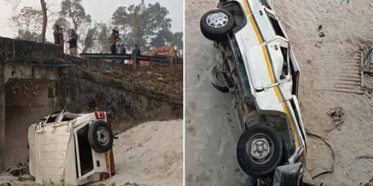 Groom's car returning from marriage falls into river