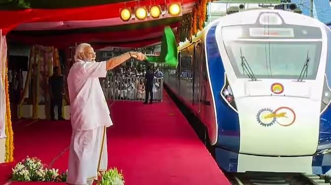 PM Modi flags off Vande Bharat train