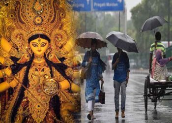 Heavy rain during Durga Puja