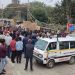 Angry villagers blocked the road after a farmer's dead